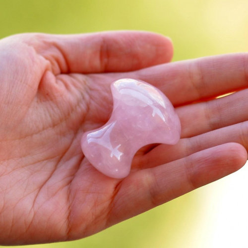 Pembe Kuvars Taşı Masaj Aleti - Mantar Şeklinde