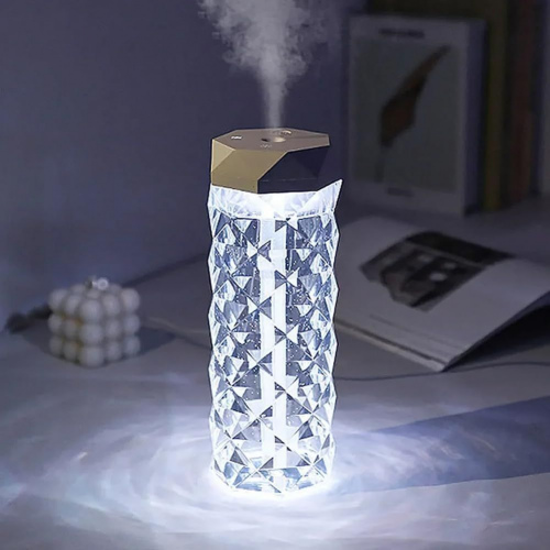 Kristal Görünümlü Büyük Kapasiteli Renk Değiştiren Masa Lambası Usb Şarjlı 1L Hava Nemlendiricisi